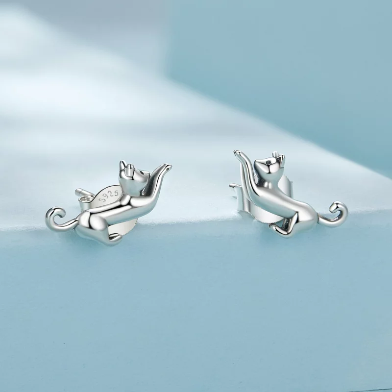 (image pour) Boucles d'oreilles style Pandora avec pendentifs en forme de chat - SCE1630 - Afficher 2