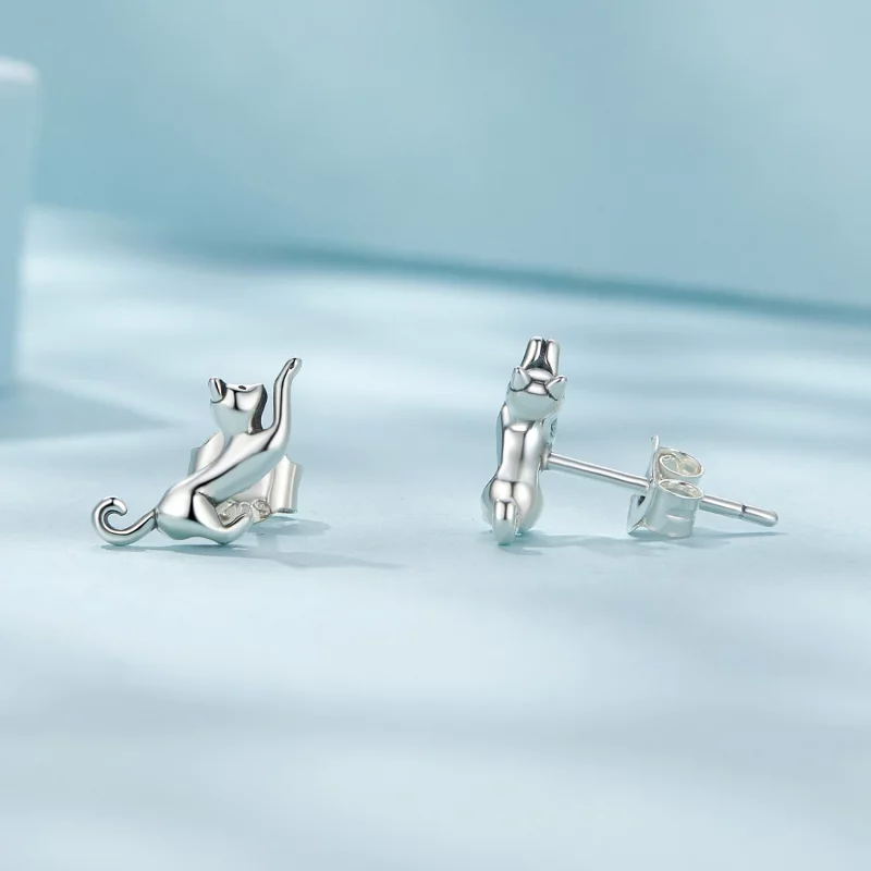 (image pour) Boucles d'oreilles style Pandora avec pendentifs en forme de chat - SCE1630 - Afficher 4