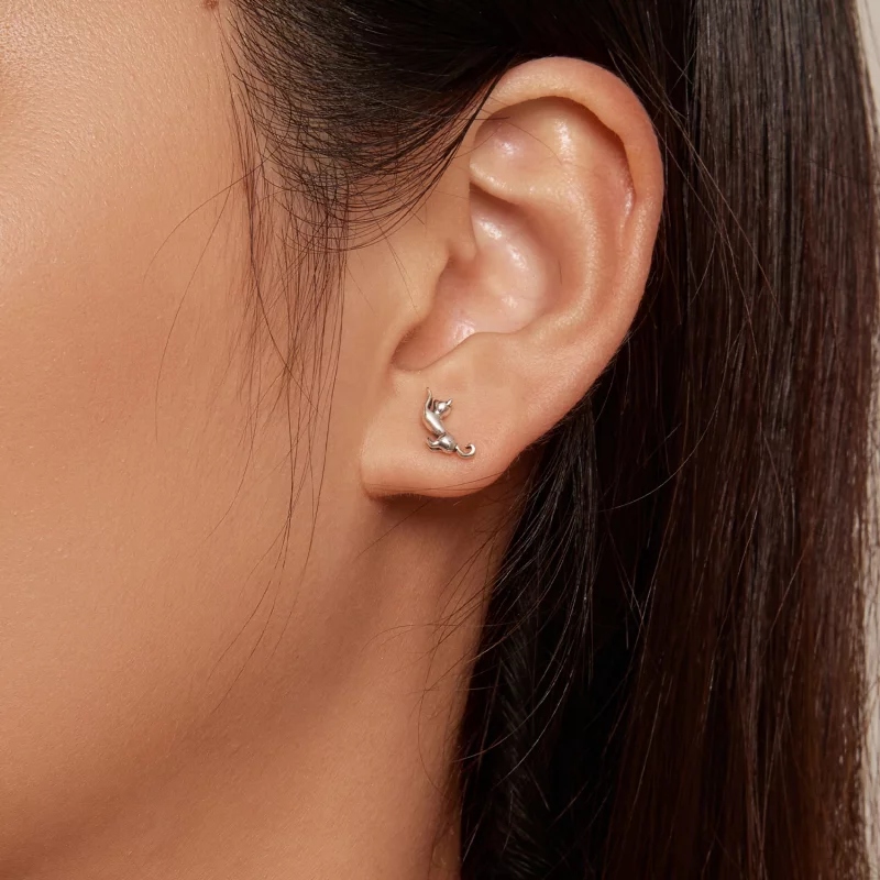 (image pour) Boucles d'oreilles style Pandora avec pendentifs en forme de chat - SCE1630 - Afficher 6