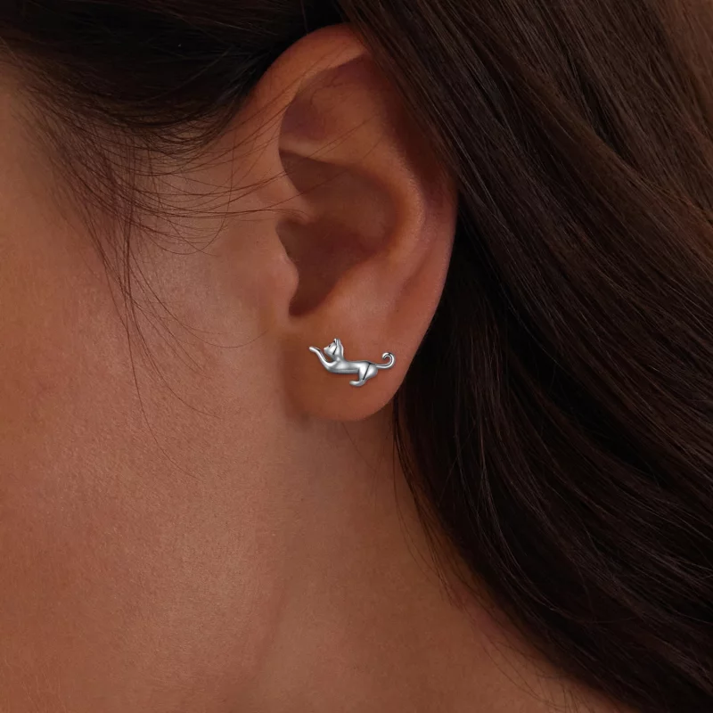(image pour) Boucles d'oreilles style Pandora avec pendentifs en forme de chat - SCE1630 - Afficher 9