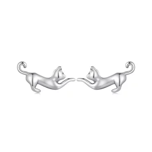 Boucles d'oreilles style Pandora avec pendentifs en forme de chat - SCE1630 (image pour) Boucles d'oreilles style Pandora avec pendentifs en forme de chat - SCE1630