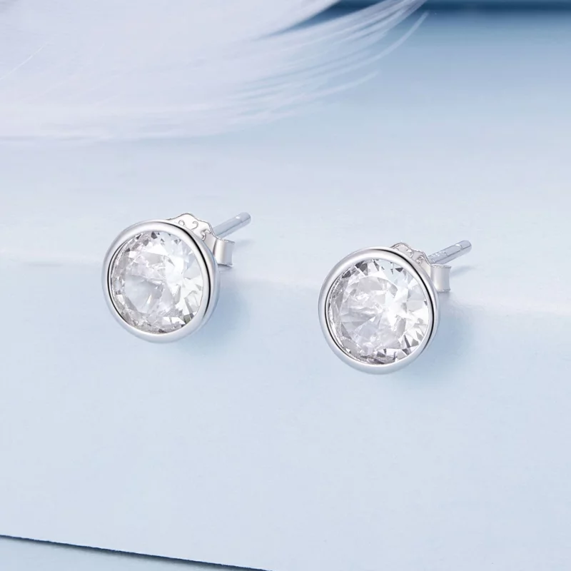 (image pour) Boucles d'oreilles style Pandora à clous étincelants - BSE902 - Afficher 2