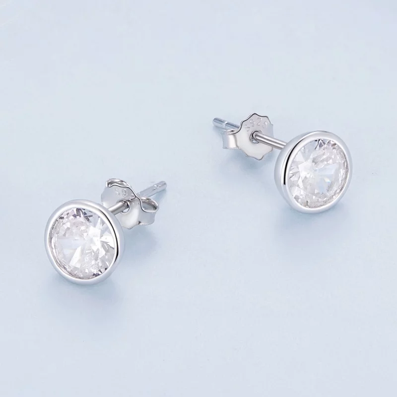(image pour) Boucles d'oreilles style Pandora à clous étincelants - BSE902 - Afficher 3