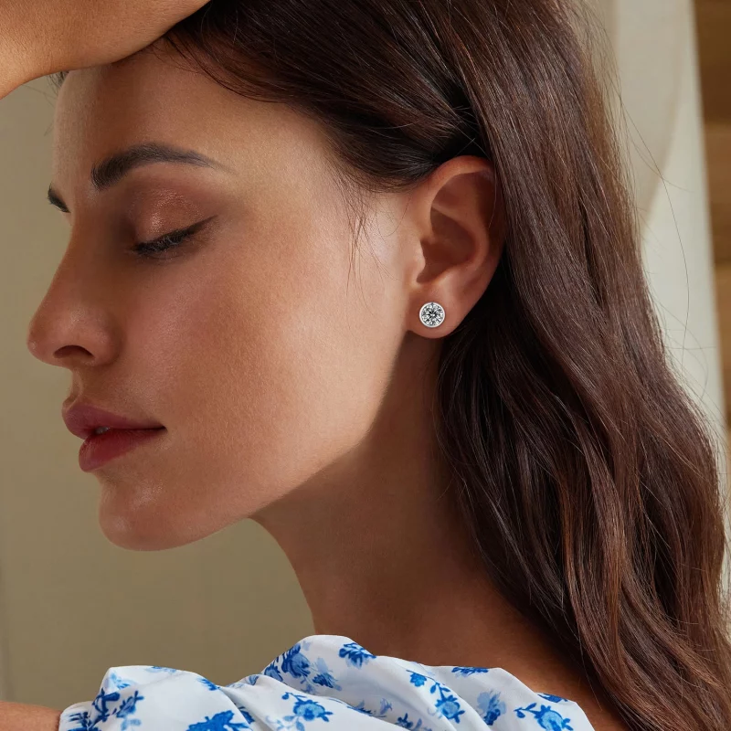 (image pour) Boucles d'oreilles style Pandora à clous étincelants - BSE902 - Afficher 6