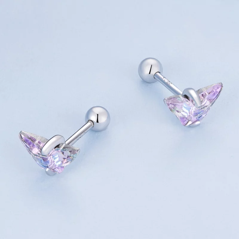 (image pour) Boucles d'oreilles à tige en fil de style Pandora avec papillon - BSE797 - Afficher 4