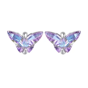 (image pour) Boucles d'oreilles à tige en fil de style Pandora avec papillon - BSE797