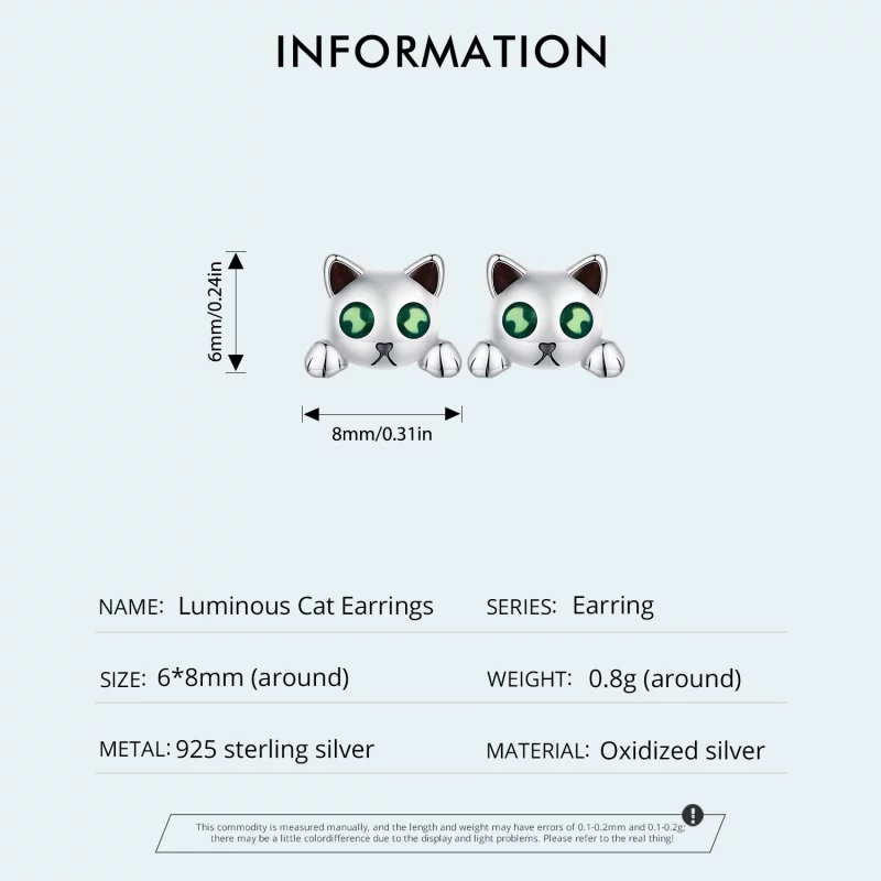 (image pour) Boucles d'oreilles étincelantes Pandora Style Chat phosphorescent - SCE1643 - Afficher 5