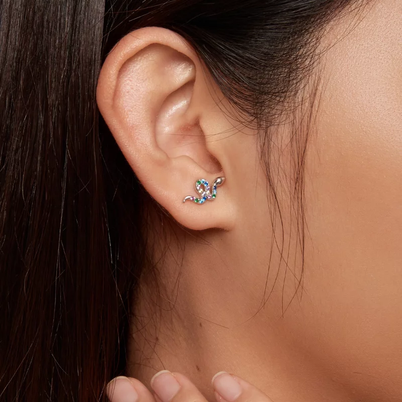 (image pour) Boucles d'oreilles étincelantes style Pandora avec serpents colorés - SCE1633 - Afficher 7