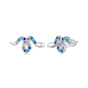 (image pour) Boucles d'oreilles étincelantes style Pandora avec serpents colorés - SCE1633