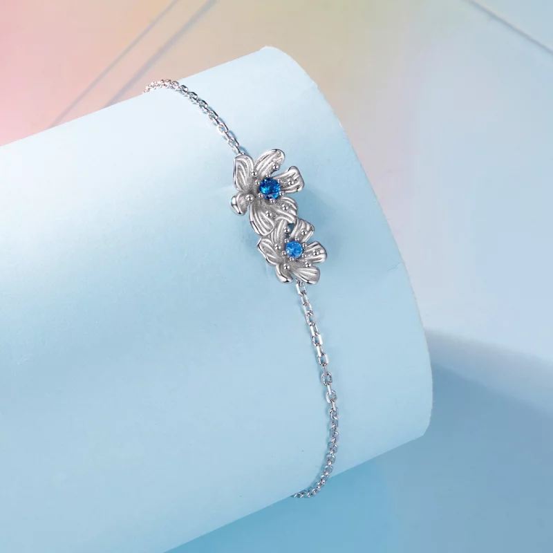 (image pour) Bracelet à chaîne avec fleur bleue de style Pandora - BSB138 - Afficher 2
