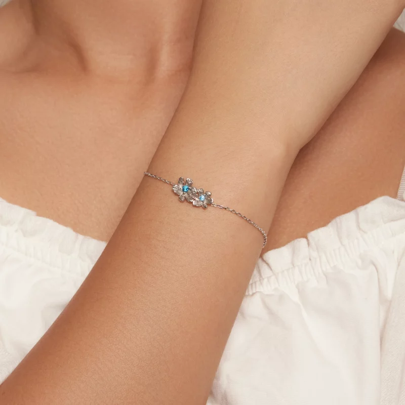 (image pour) Bracelet à chaîne avec fleur bleue de style Pandora - BSB138 - Afficher 4