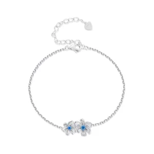 (image pour) Bracelet à chaîne avec fleur bleue de style Pandora - BSB138