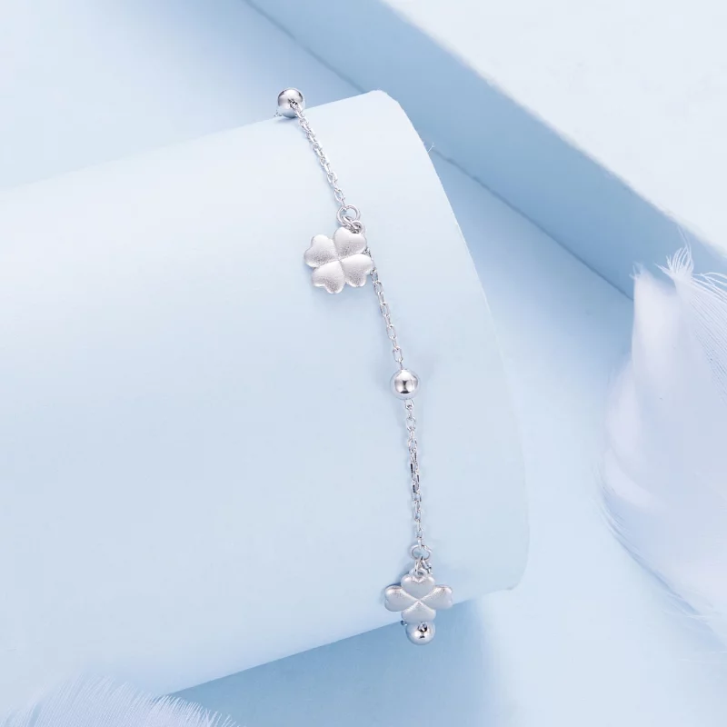 (image pour) Bracelet à chaîne avec pendentif Trèfle à quatre feuilles de style Pandora - BSB - Afficher 3