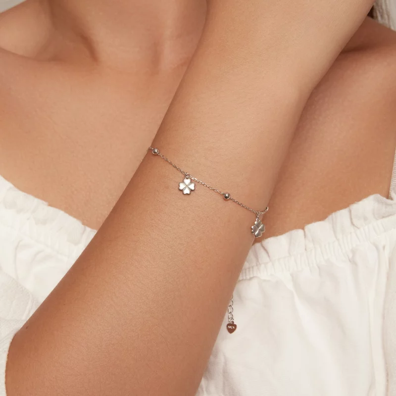(image pour) Bracelet à chaîne avec pendentif Trèfle à quatre feuilles de style Pandora - BSB - Afficher 4