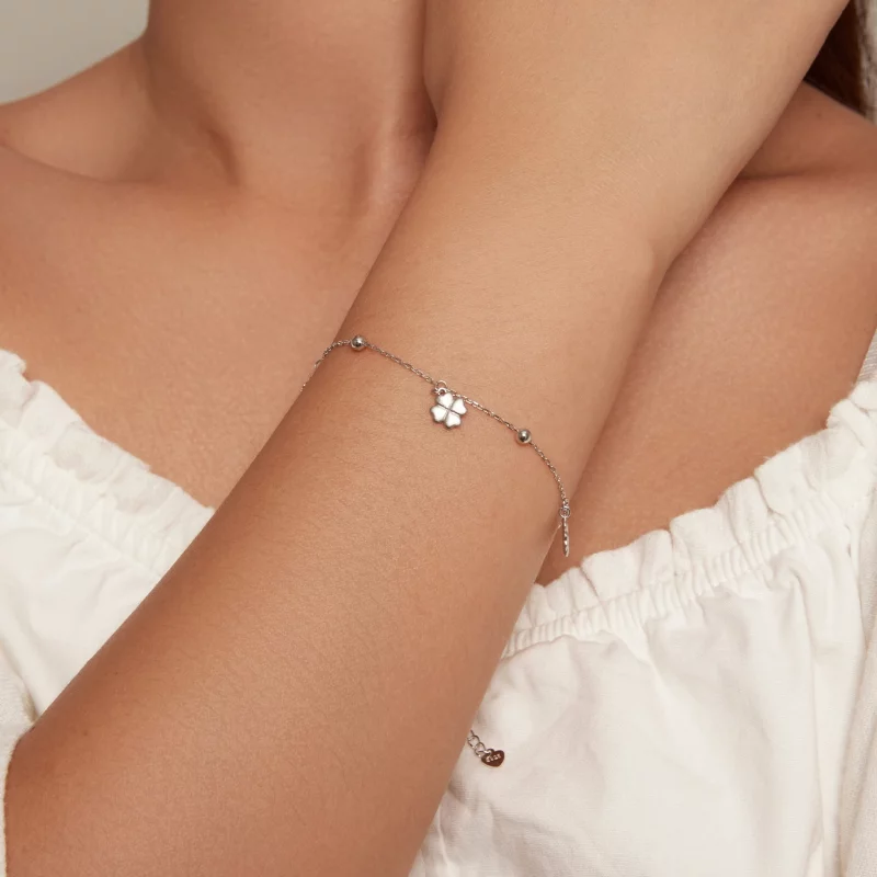 (image pour) Bracelet à chaîne avec pendentif Trèfle à quatre feuilles de style Pandora - BSB - Afficher 5