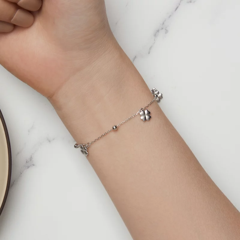 (image pour) Bracelet à chaîne avec pendentif Trèfle à quatre feuilles de style Pandora - BSB - Afficher 7