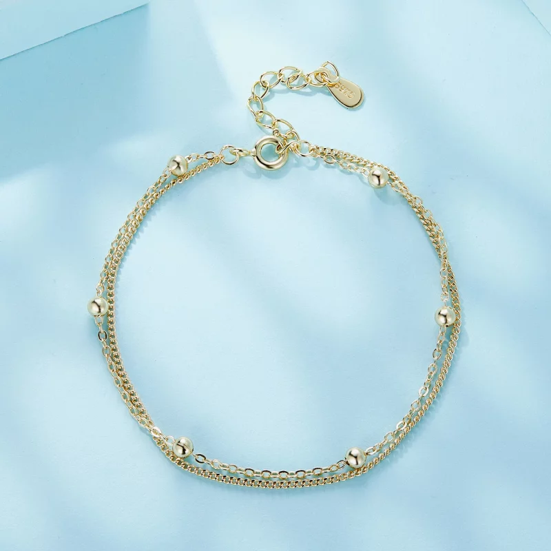 (image pour) Bracelet chaîne avec perle dorée de style Pandora - SCB131-B - Afficher 3