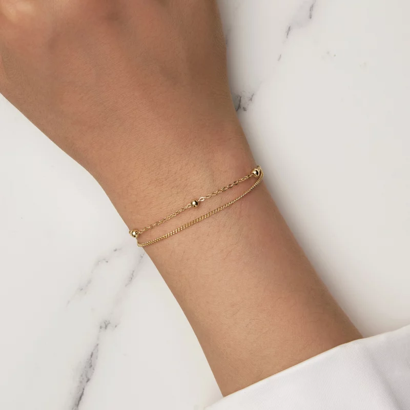 (image pour) Bracelet chaîne avec perle dorée de style Pandora - SCB131-B - Afficher 6
