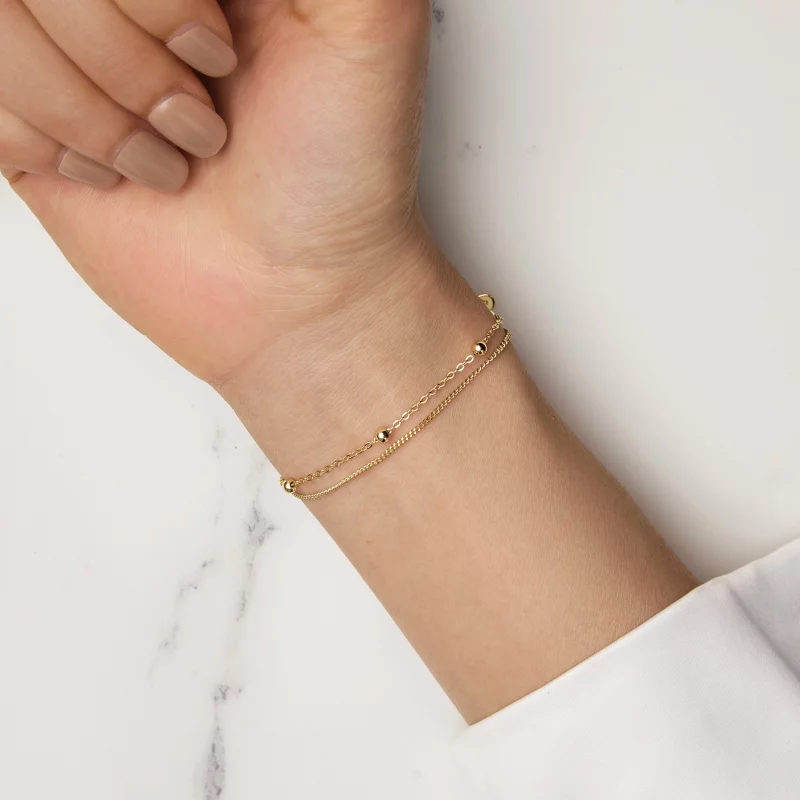 (image pour) Bracelet chaîne avec perle dorée de style Pandora - SCB131-B - Afficher 7