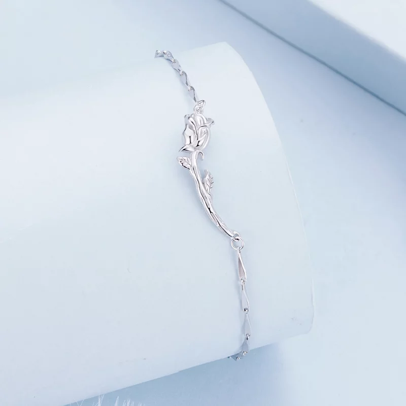 (image pour) Bracelet à chaîne en style Pandora avec rose - BSB146 - Afficher 2