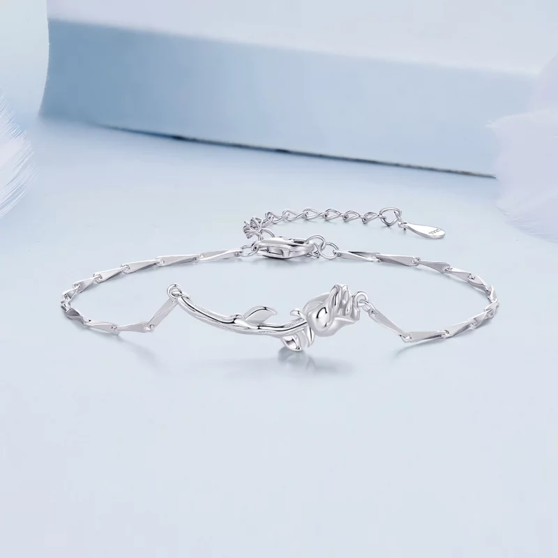 (image pour) Bracelet à chaîne en style Pandora avec rose - BSB146 - Afficher 3
