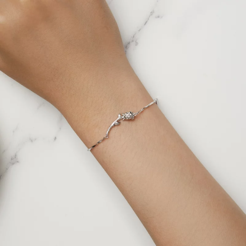 (image pour) Bracelet à chaîne en style Pandora avec rose - BSB146 - Afficher 5