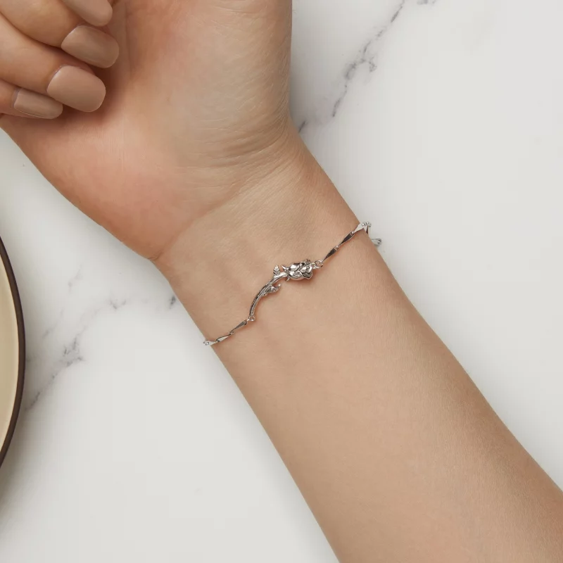 (image pour) Bracelet à chaîne en style Pandora avec rose - BSB146 - Afficher 6
