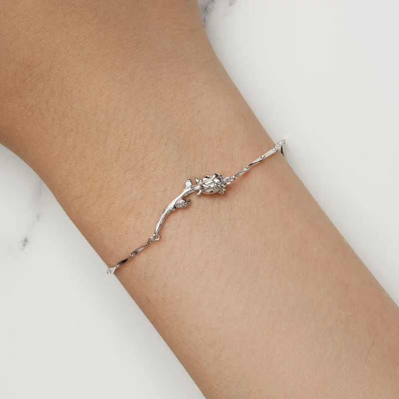 (image pour) Bracelet à chaîne en style Pandora avec rose - BSB146 - Afficher 7