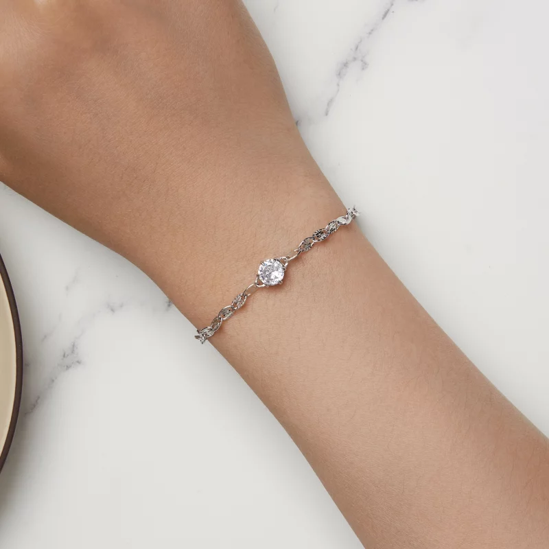 (image pour) Bracelet à chaîne fine étincelante en zircon de style Pandora - BSB142 - Afficher 5