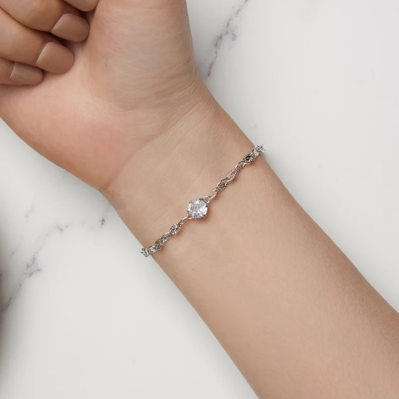 (image pour) Bracelet à chaîne fine étincelante en zircon de style Pandora - BSB142 - Afficher 6
