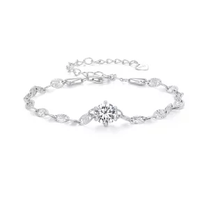 Bracelet à chaîne fine étincelante en zircon de style Pandora - BSB142 (image pour) Bracelet à chaîne fine étincelante en zircon de style Pandora - BSB142