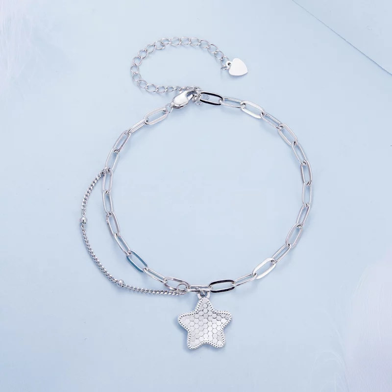 (image pour) Bracelet à chaîne style Pandora avec étoile scintillante - BSB137 - Afficher 2