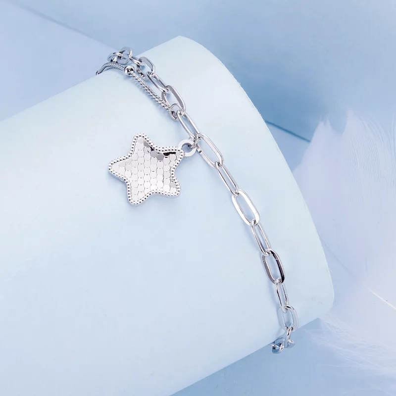 (image pour) Bracelet à chaîne style Pandora avec étoile scintillante - BSB137 - Afficher 3