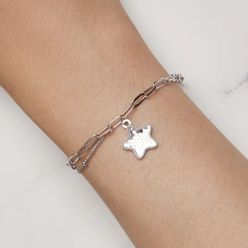 (image pour) Bracelet à chaîne style Pandora avec étoile scintillante - BSB137 - Afficher 7