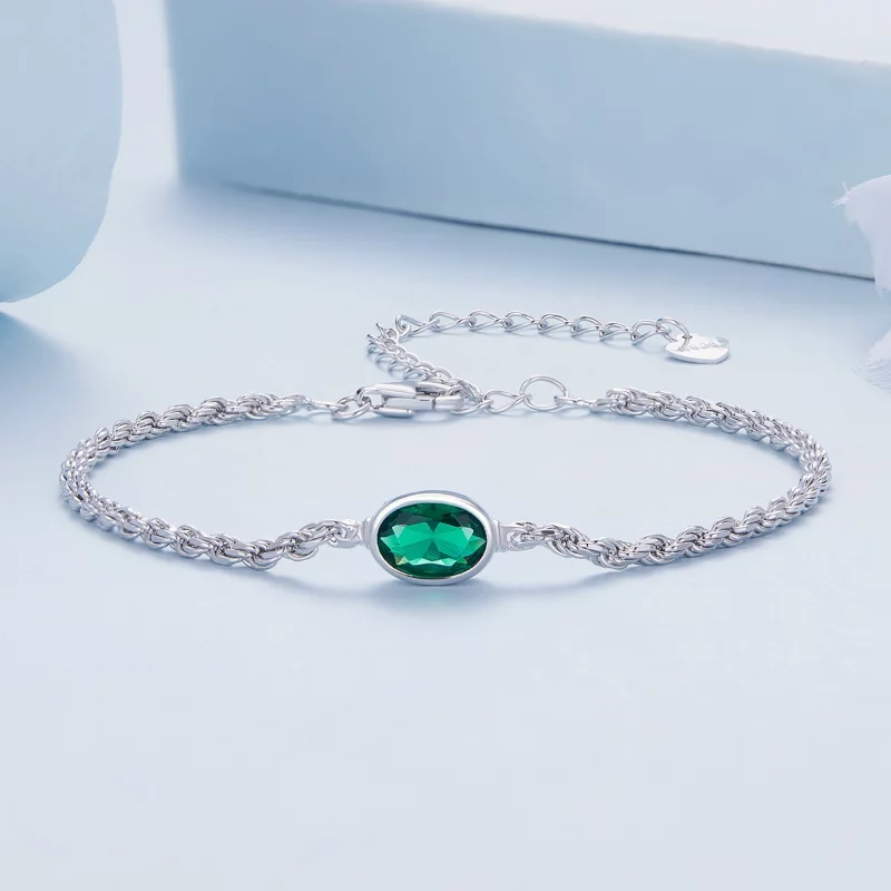 (image pour) Bracelet Chopard en zircone verte de style Pandora, de luxe léger - BSB116 - Afficher 2
