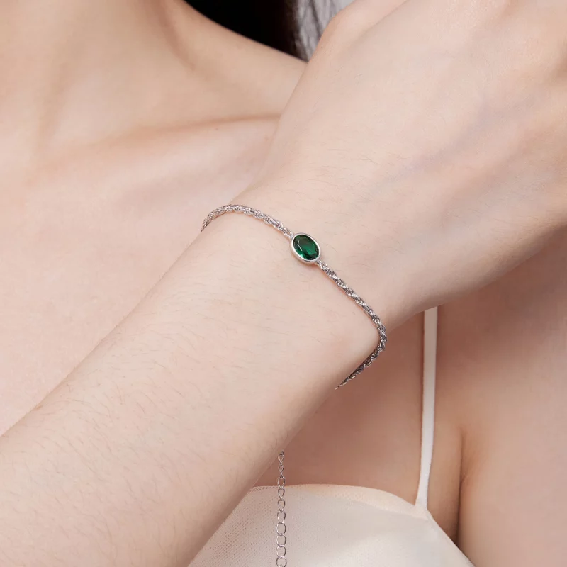 (image pour) Bracelet Chopard en zircone verte de style Pandora, de luxe léger - BSB116 - Afficher 6