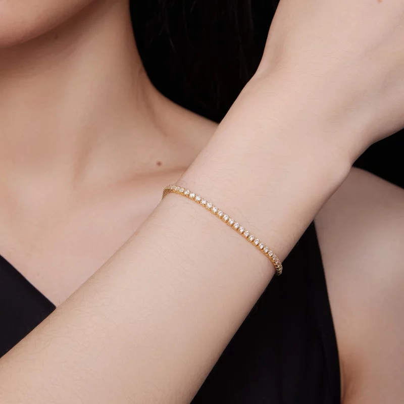 (image pour) Bracelet de chaîne en zircon doré exquis de style Pandora - BSB097-B - Afficher 8