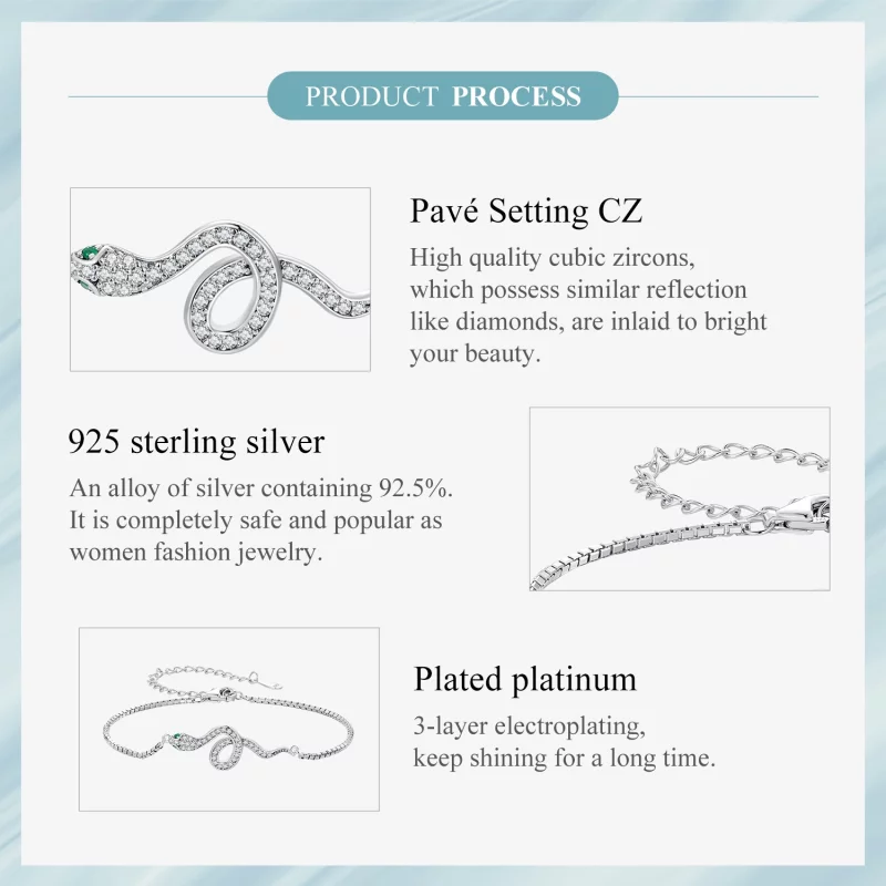 (image pour) Bracelet en chaîne serpent de style Pandora - SCB261 - Afficher 6