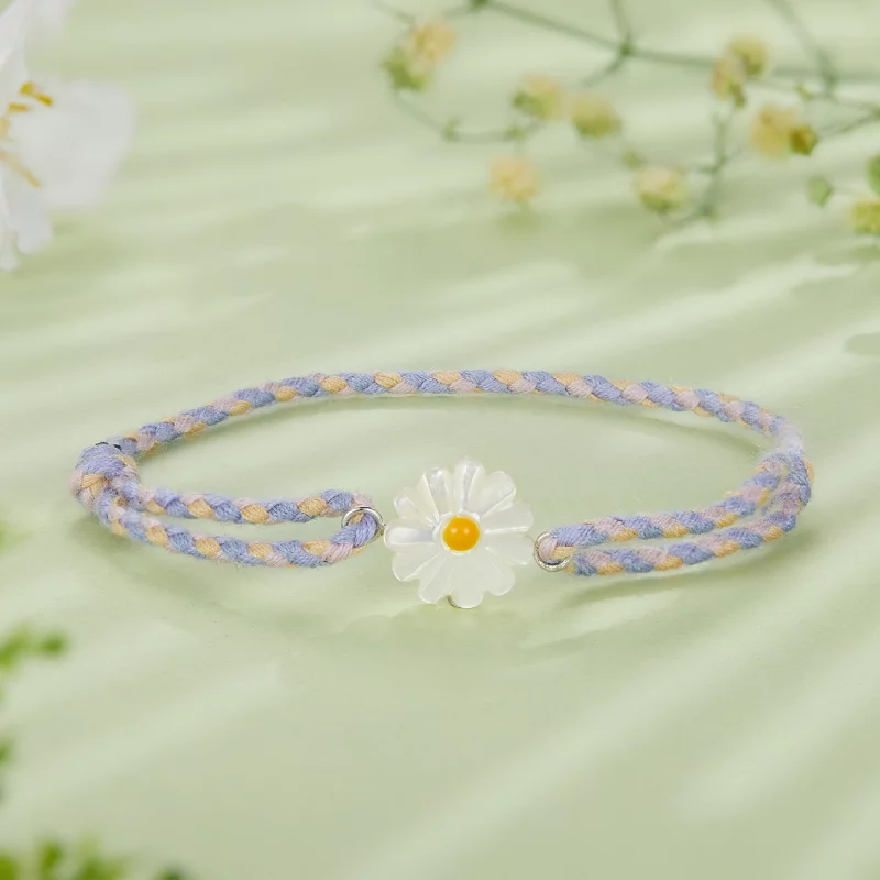(image pour) Bracelet en corde style Pandora avec fleurs de marguerite - SCB250 - Afficher 2