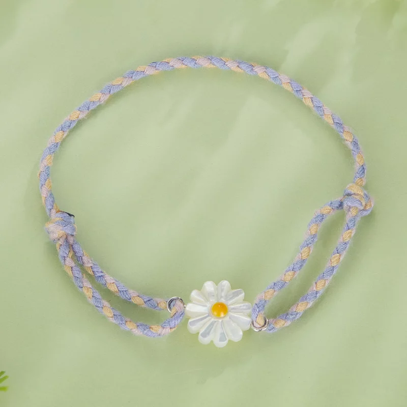 (image pour) Bracelet en corde style Pandora avec fleurs de marguerite - SCB250 - Afficher 3