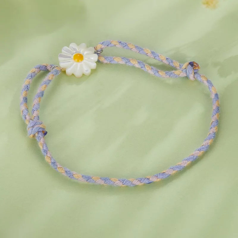 (image pour) Bracelet en corde style Pandora avec fleurs de marguerite - SCB250 - Afficher 4