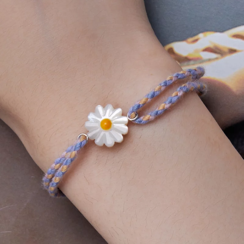 (image pour) Bracelet en corde style Pandora avec fleurs de marguerite - SCB250 - Afficher 7