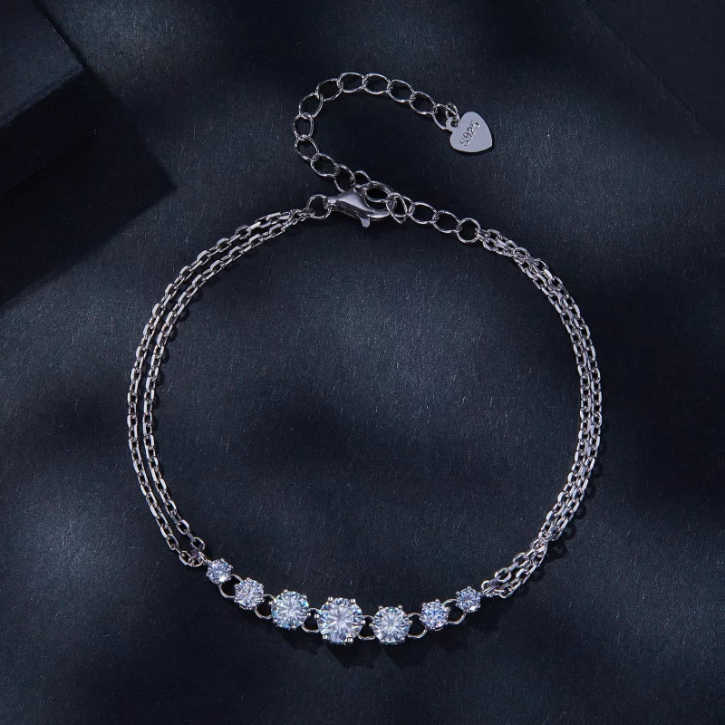 (image pour) Bracelet en Moissanite de style Pandora (Un certificat) - MSB008 - Afficher 3