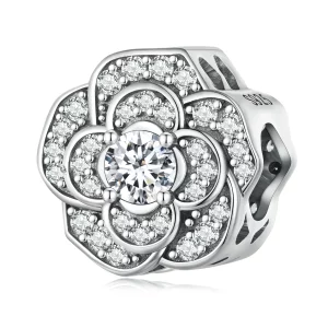 Charm Camélia de style Pandora - SCC2493 (image pour) Charm Camélia de style Pandora - SCC2493