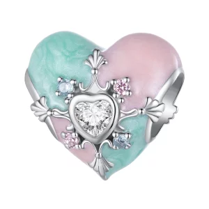 (image pour) Charm de Pâques en forme de cœur de style Pandora - BSC782