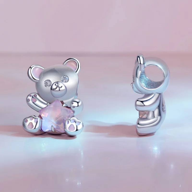 (image pour) Charm de style Pandora avec ourson rose et étoile - SCC2638 - Afficher 3