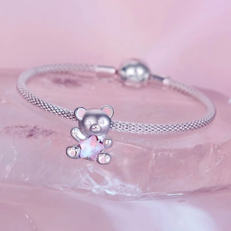 (image pour) Charm de style Pandora avec ourson rose et étoile - SCC2638 - Afficher 6