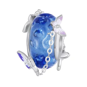 Charm de style Pandora avec papillon et pompon - SCC2461 (image pour) Charm de style Pandora avec papillon et pompon - SCC2461