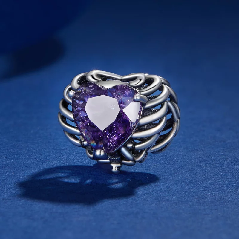 (image pour) Charm de style Pandora en forme de cœur squelette - BSC910 - Afficher 2