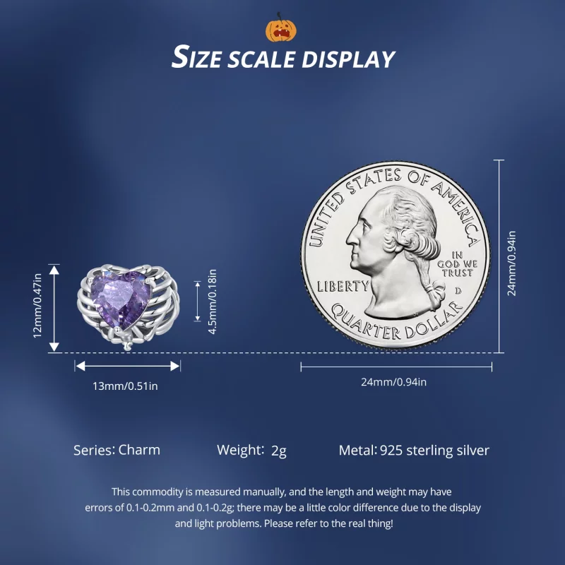 (image pour) Charm de style Pandora en forme de cœur squelette - BSC910 - Afficher 7